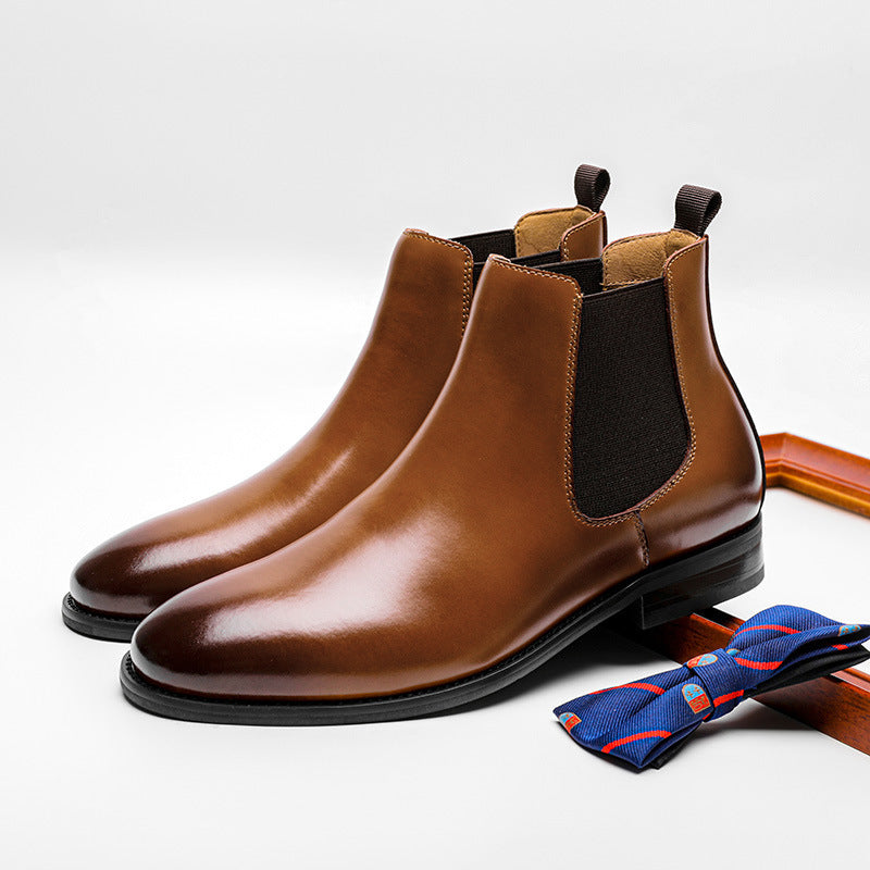 British Retro Chelsea Men's Shoes Leather Short Boots Fleece-lined - DM Otaku Shop