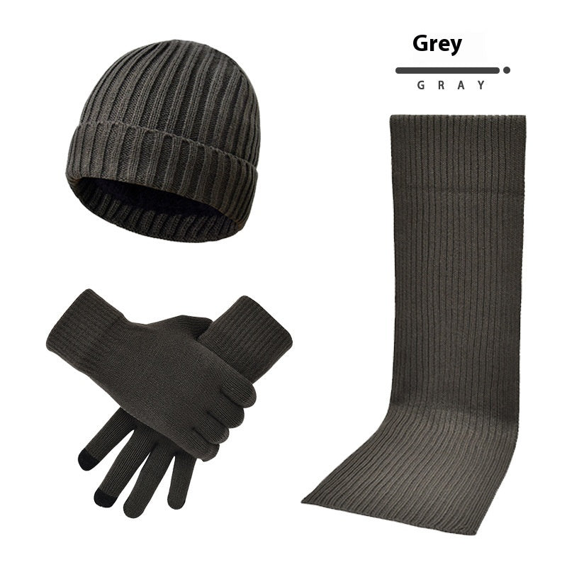 Men's And Women's Knitted Thickened Warm Wool Hat Scarf Gloves Three-piece Set - DM Otaku Shop