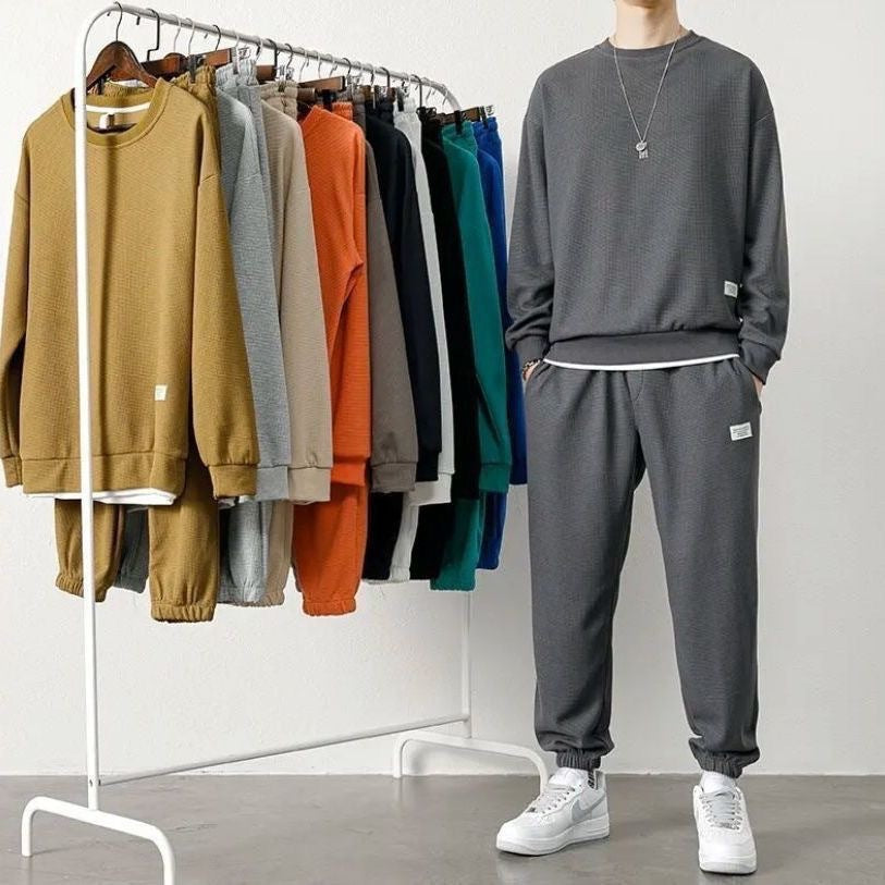 Long-sleeved Sweater Trousers Waffle Leisure Sports Student - DM Otaku Shop