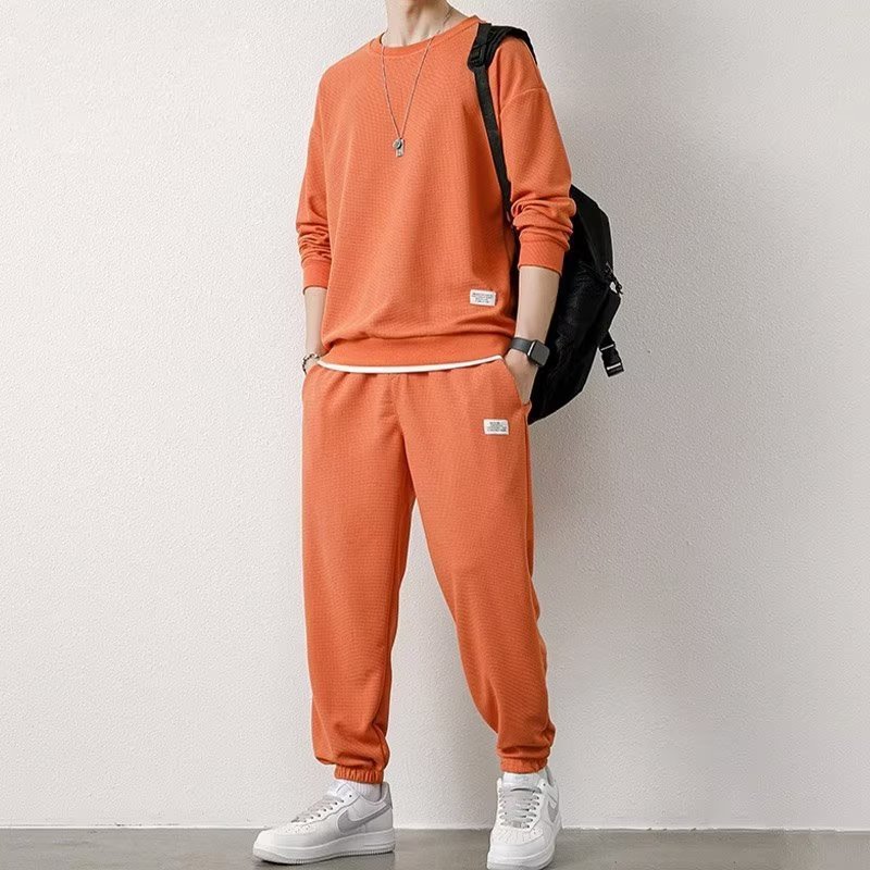 Long-sleeved Sweater Trousers Waffle Leisure Sports Student - DM Otaku Shop