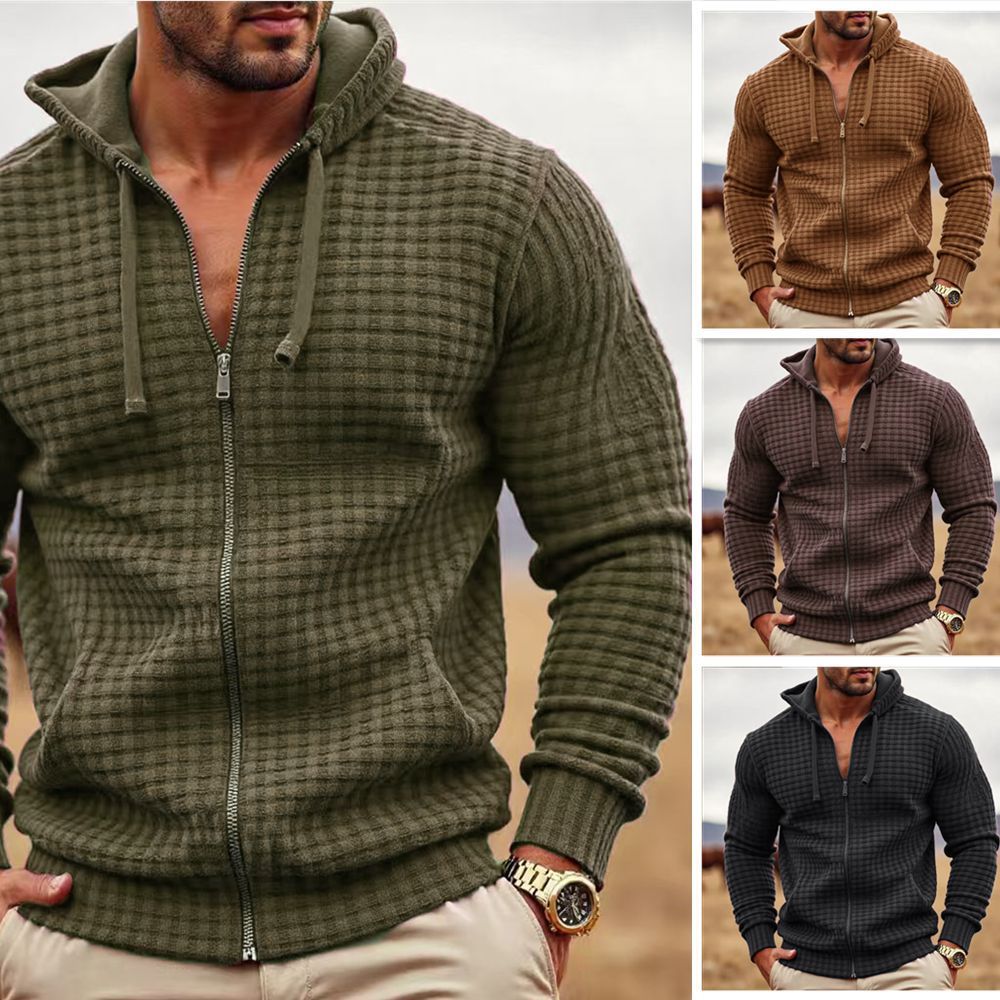 Men's Coat Contrast Color Zipper Casual Sweatshirt - DM Otaku Shop