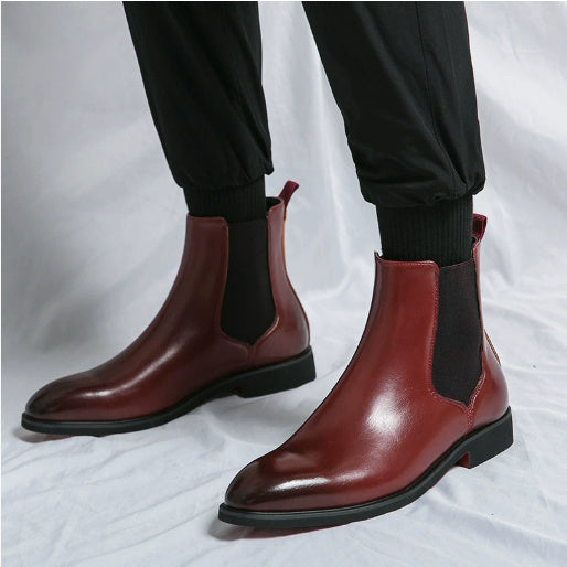 High-top Leather Shoes Men's Pointed Chelsea Booties - DM Otaku Shop