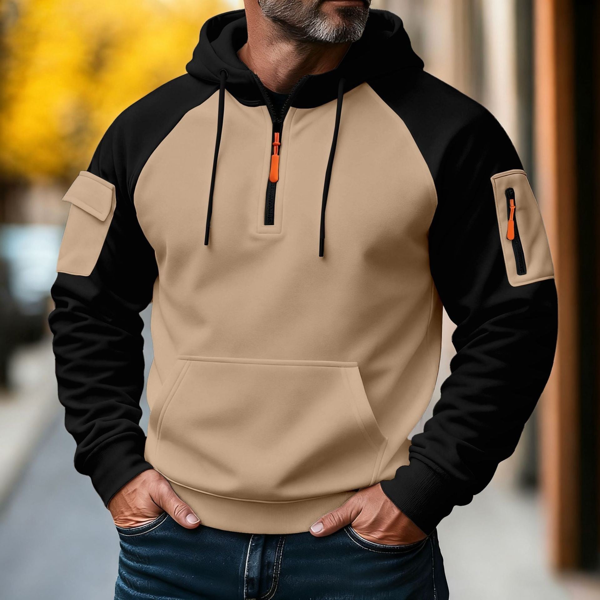 Zipper Decorations Brushed Sports Leisure Pullover Hooded Sweater - DM Otaku Shop