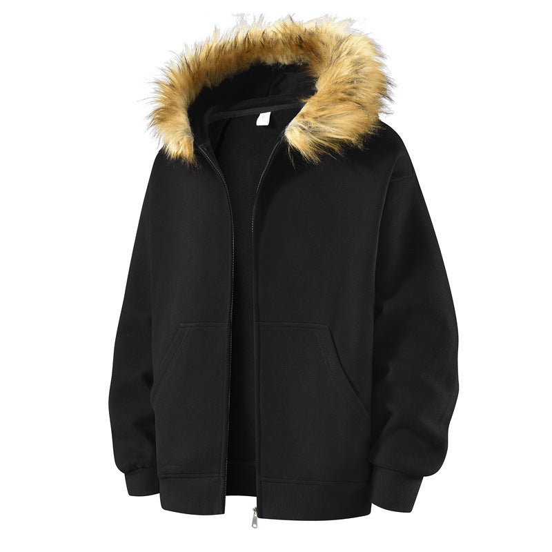 Fur Collar Zip-up Shirt Sweater For Men And Women - DM Otaku Shop