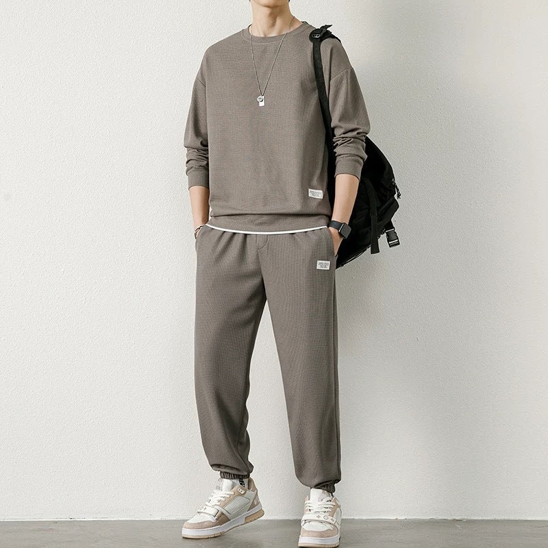 Long-sleeved Sweater Trousers Waffle Leisure Sports Student - DM Otaku Shop