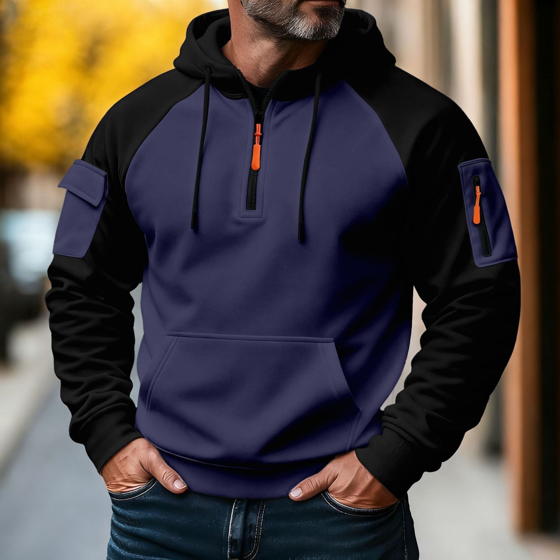 Zipper Decorations Brushed Sports Leisure Pullover Hooded Sweater - DM Otaku Shop