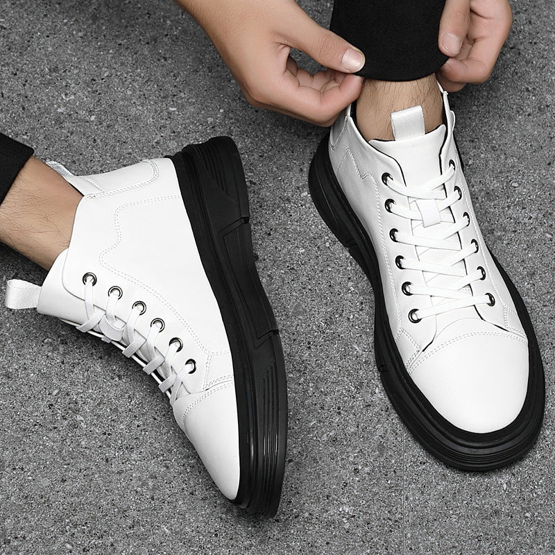 High-top Men's Shoes Winter Men's Leather Shoes Leather Casual - DM Otaku Shop