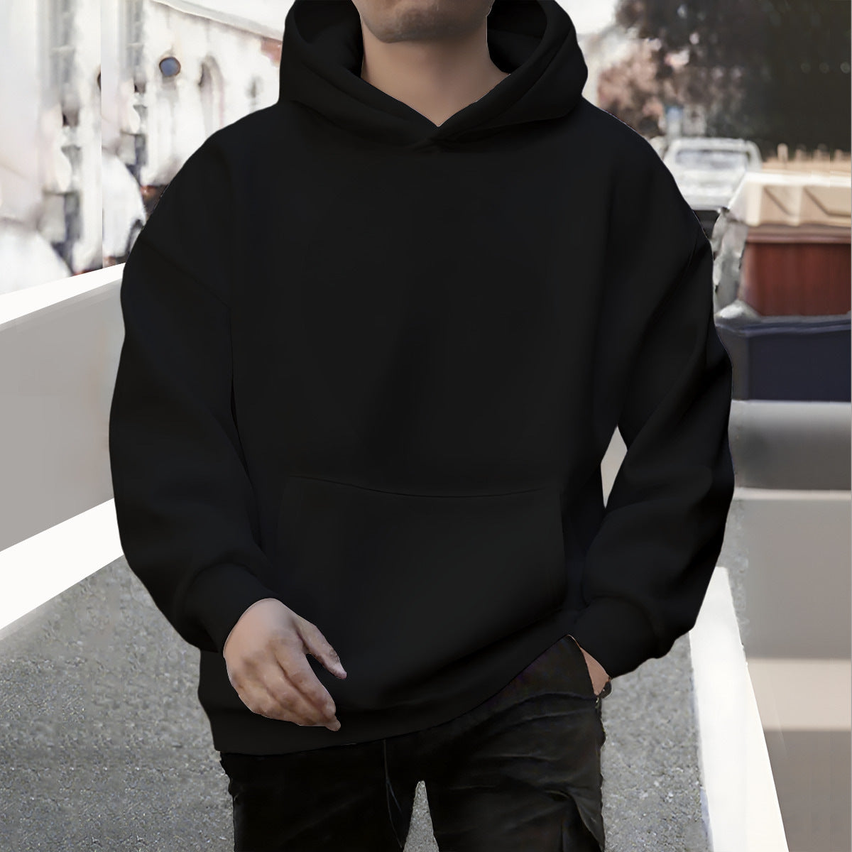 Fall Winter Men Loose Hooded Sweater Sports And Leisure Fleece-lined - DM Otaku Shop