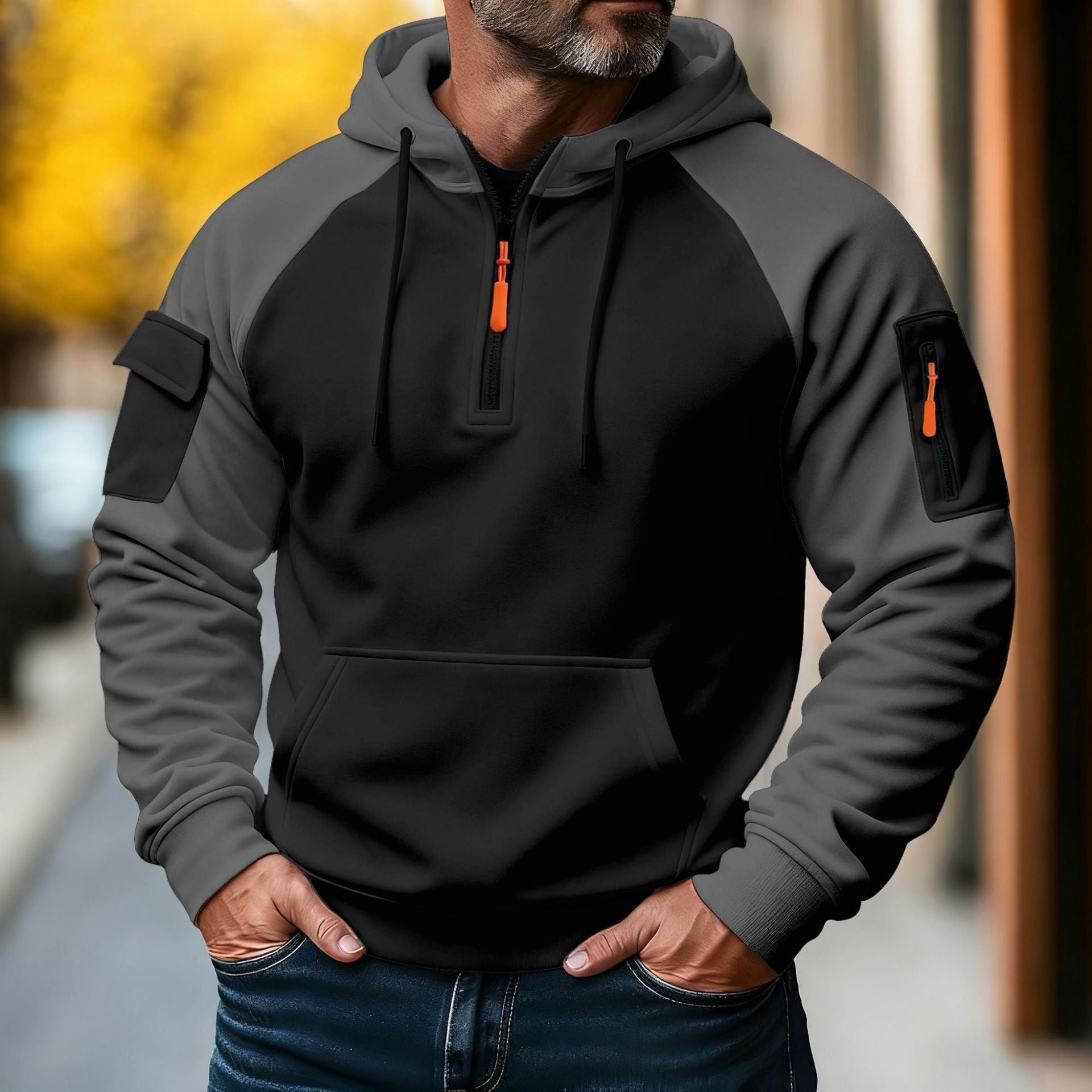 Zipper Decorations Brushed Sports Leisure Pullover Hooded Sweater - DM Otaku Shop