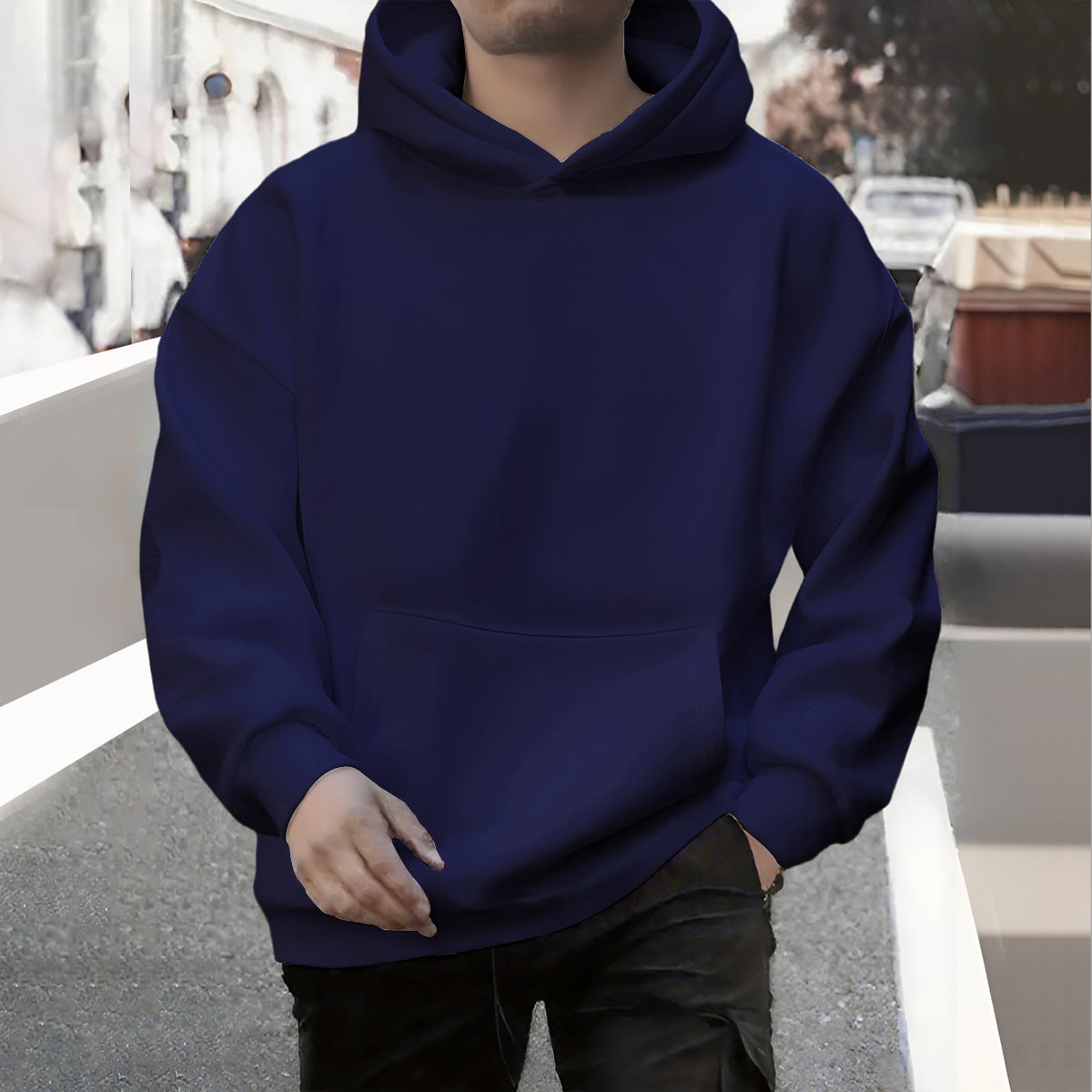 Fall Winter Men Loose Hooded Sweater Sports And Leisure Fleece-lined - DM Otaku Shop