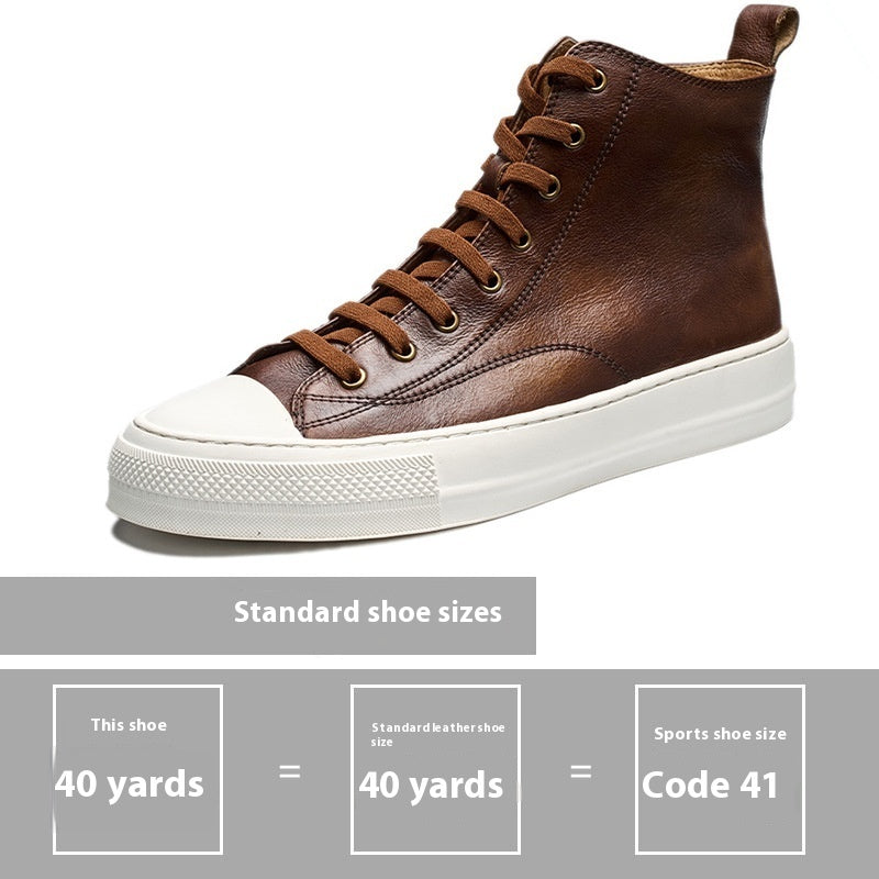 Genuine Leather Retro Japanese And Korean Style Sneakers - DM Otaku Shop