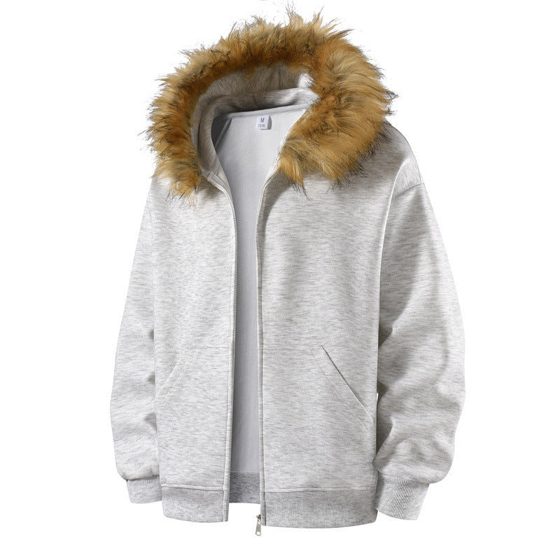 Fur Collar Zip-up Shirt Sweater For Men And Women - DM Otaku Shop