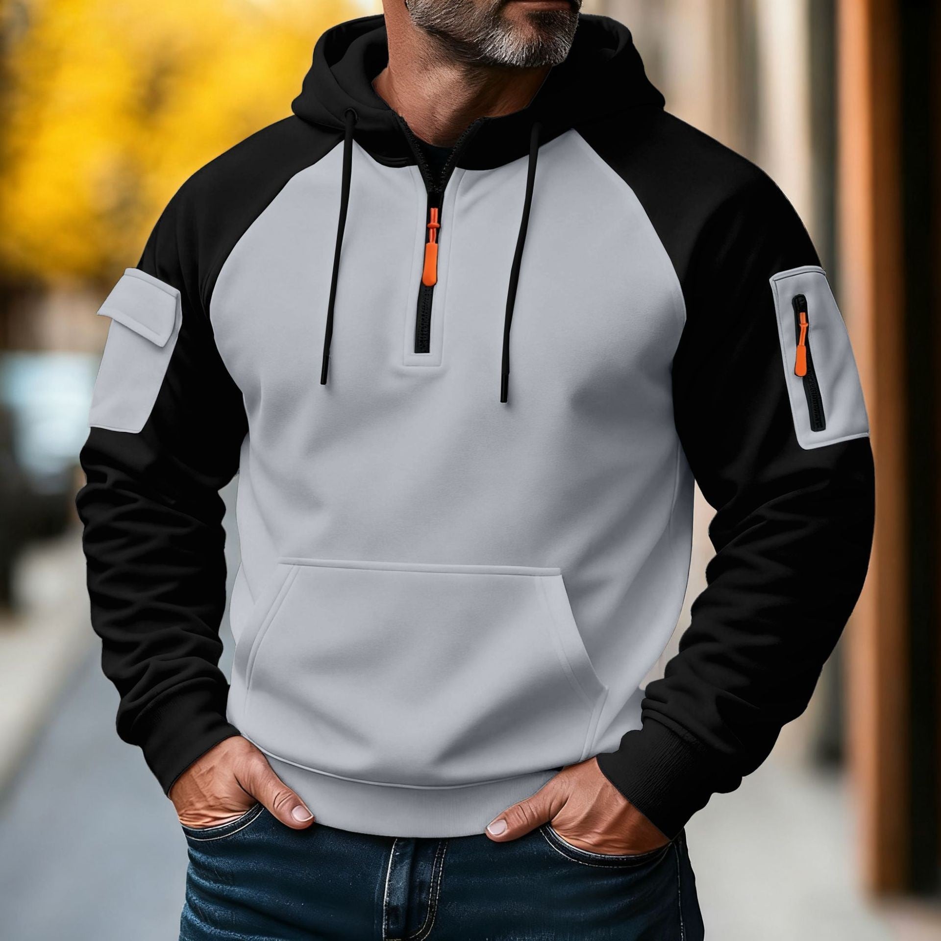 Zipper Decorations Brushed Sports Leisure Pullover Hooded Sweater - DM Otaku Shop