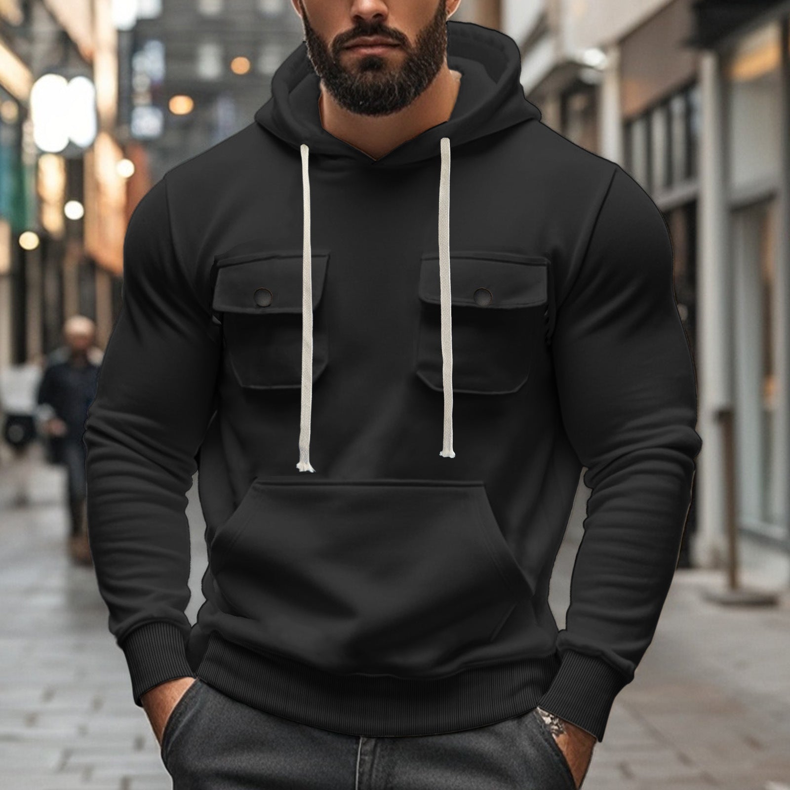 Workwear Multi-pocket Long Sleeve Solid Color Coat For Men - DM Otaku Shop