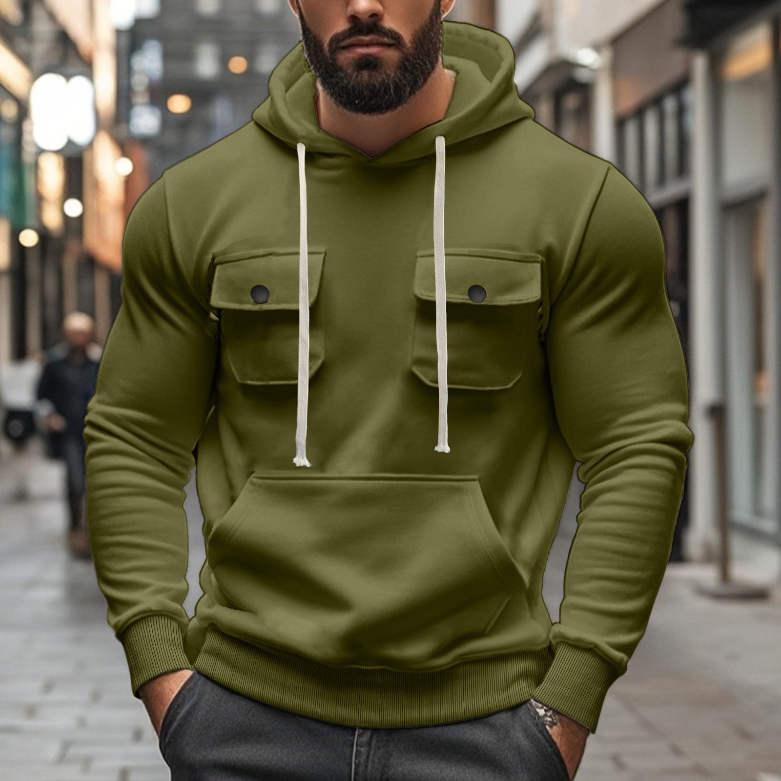 Workwear Multi-pocket Long Sleeve Solid Color Coat For Men - DM Otaku Shop