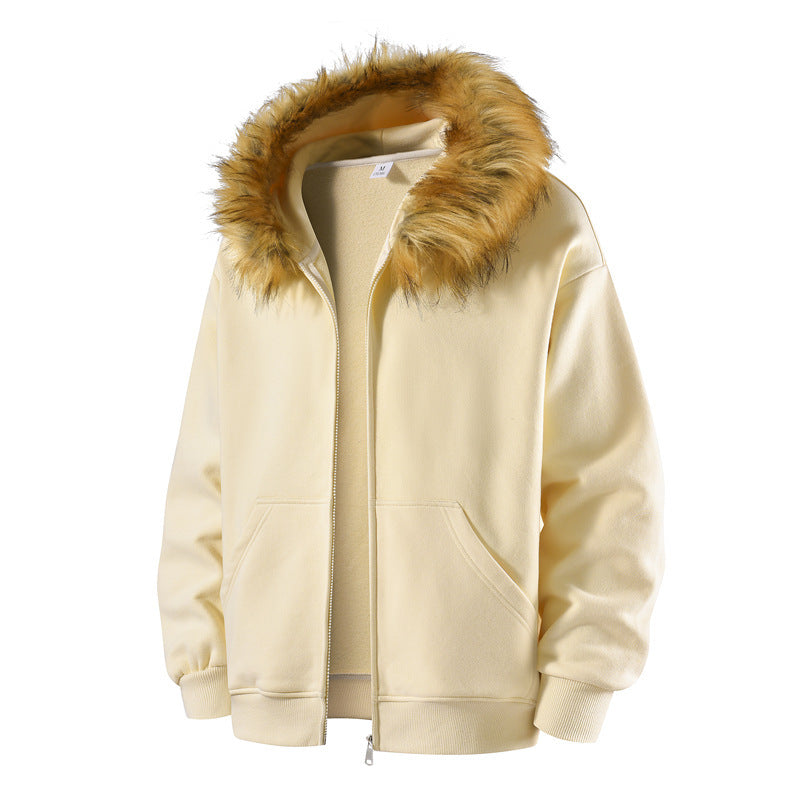 Fur Collar Zip-up Shirt Sweater For Men And Women - DM Otaku Shop