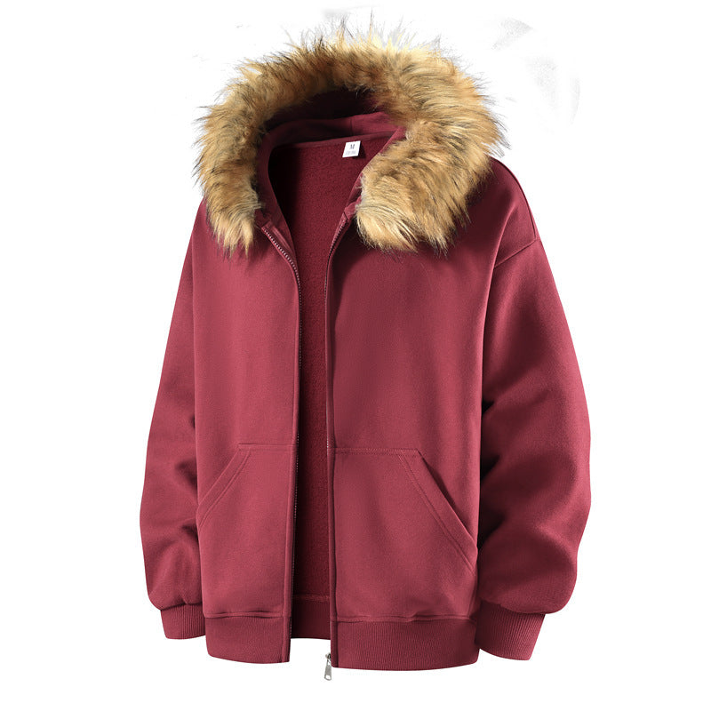 Fur Collar Zip-up Shirt Sweater For Men And Women - DM Otaku Shop