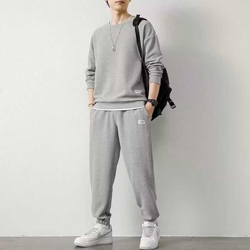 Long-sleeved Sweater Trousers Waffle Leisure Sports Student - DM Otaku Shop