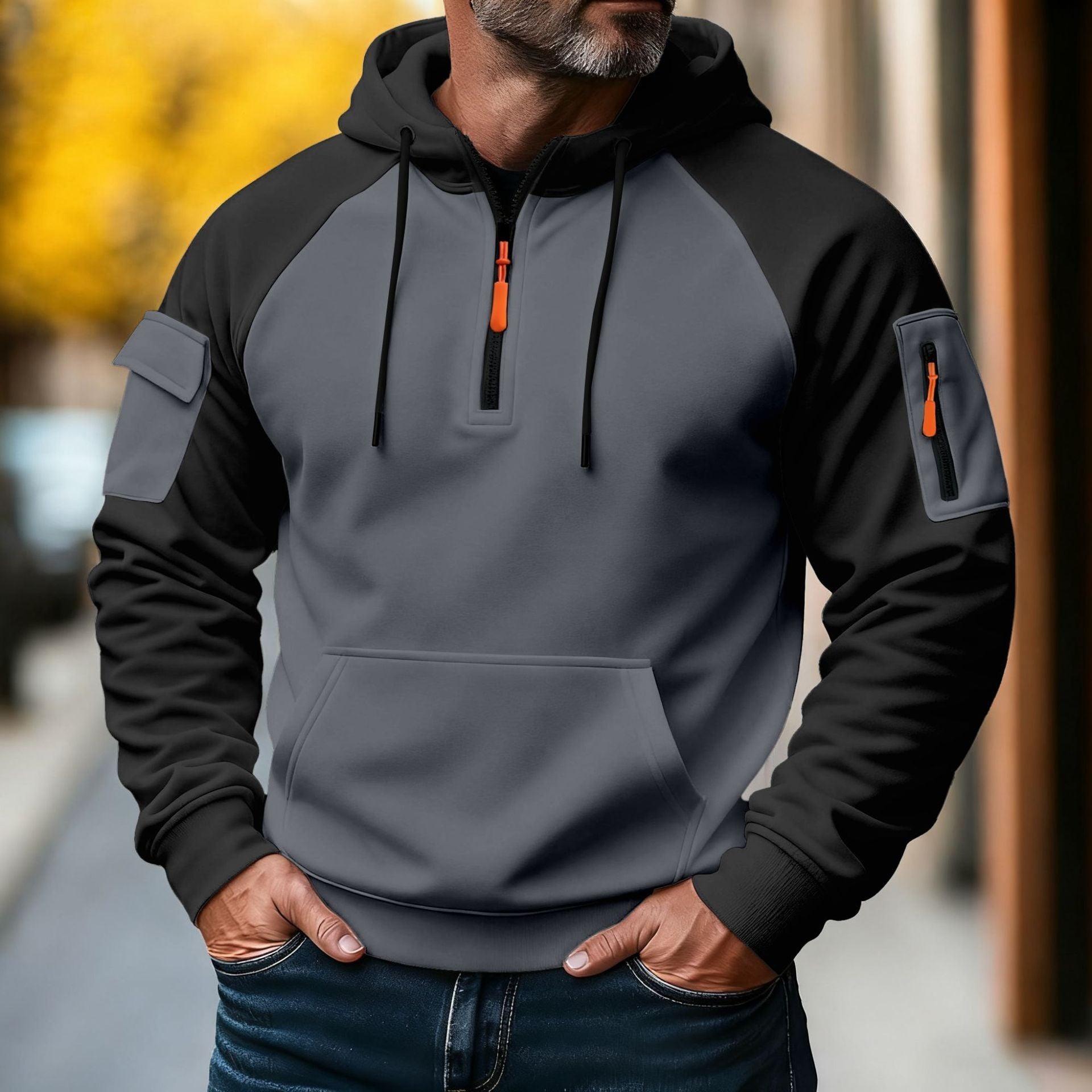 Zipper Decorations Brushed Sports Leisure Pullover Hooded Sweater - DM Otaku Shop