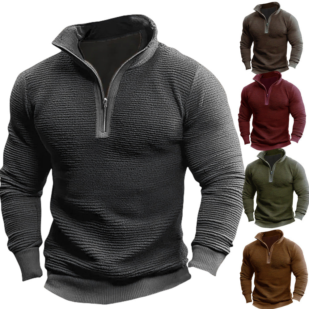 Men's Coat Contrast Color Zipper Casual Sweatshirt - DM Otaku Shop
