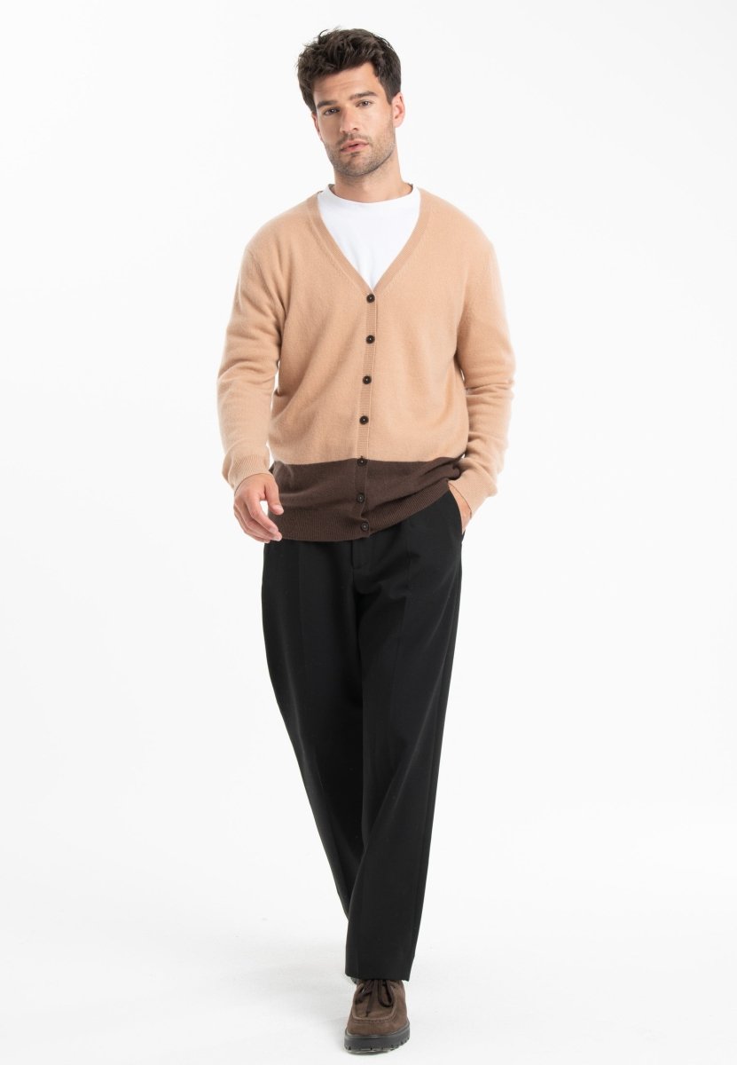 Cardigan cachemire marron/camel clair homme - GABI 6-4