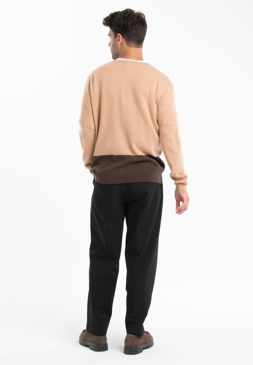 Cardigan cachemire marron/camel clair homme - GABI 6-2
