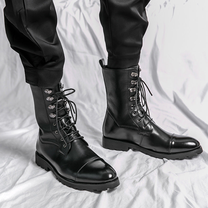 Fall Winter Lace-up Booties Black Locomotive Denim - DM Otaku Shop