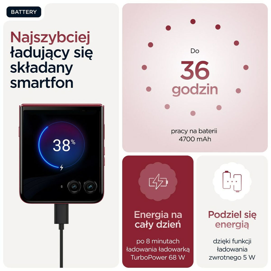 Smartphone Motorola PB8R0008PL Octa Core 16 GB RAM 512 GB Red-3