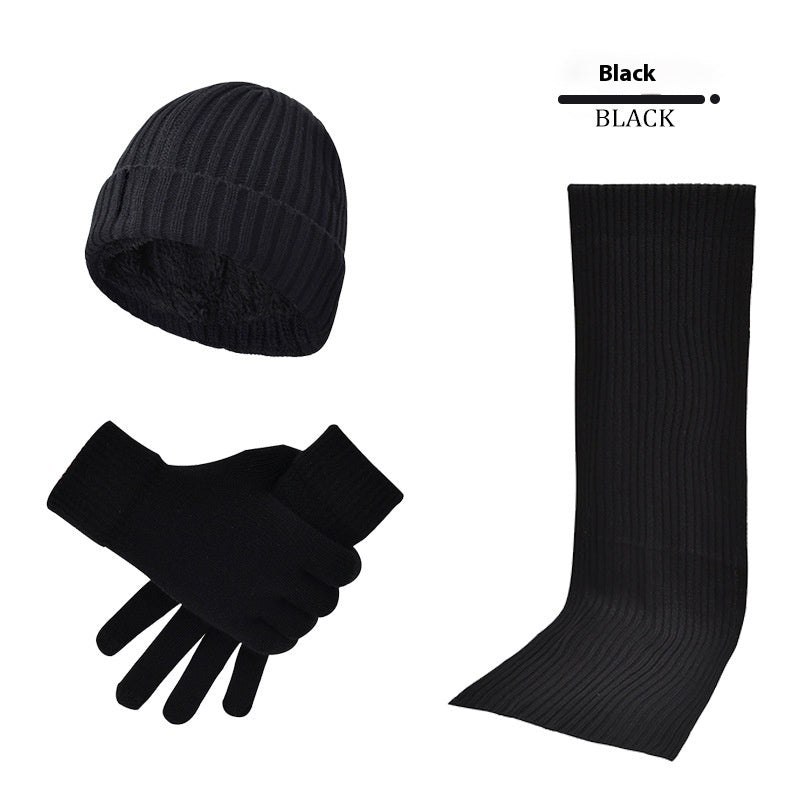 Men's And Women's Knitted Thickened Warm Wool Hat Scarf Gloves Three-piece Set - DM Otaku Shop