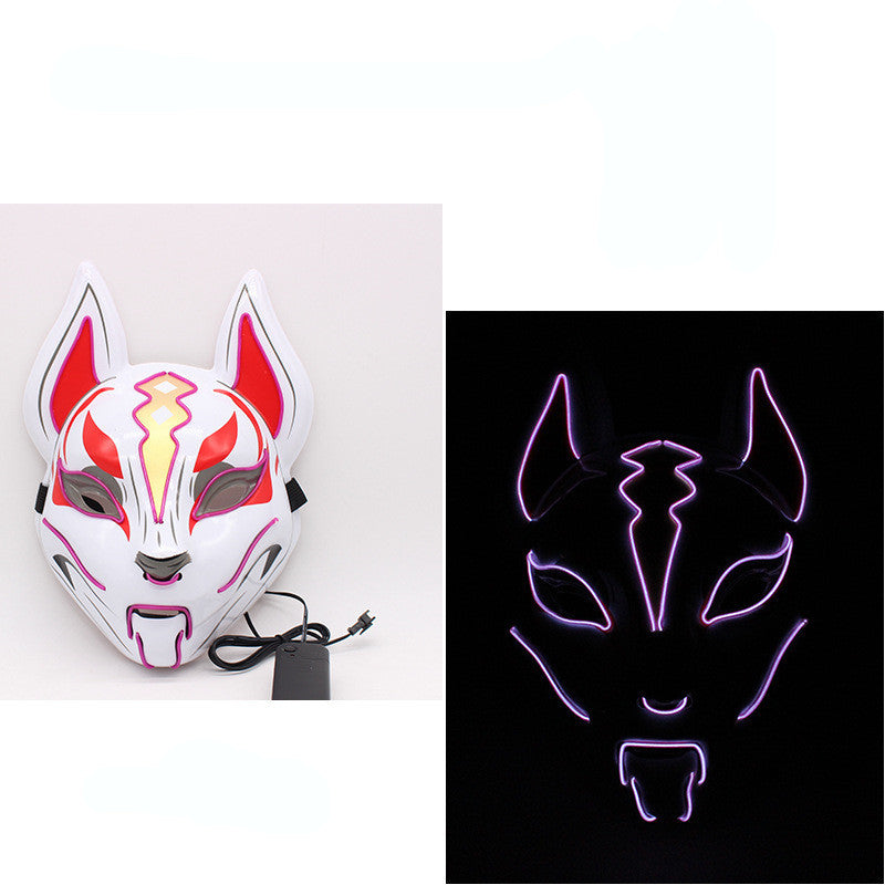 Glowing Cat Face Mask For Women Demon Slayer Cold Light Fox Mask Masquerade Cosplay Props Bar Haunted House Christmas Decor - DM Otaku Shop