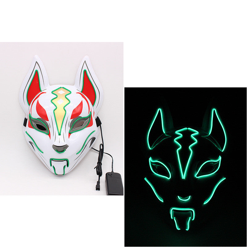 Glowing Cat Face Mask For Women Demon Slayer Cold Light Fox Mask Masquerade Cosplay Props Bar Haunted House Christmas Decor - DM Otaku Shop