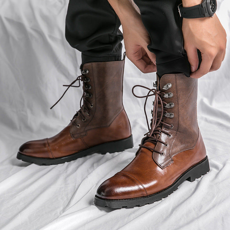 Fall Winter Lace-up Booties Black Locomotive Denim - DM Otaku Shop
