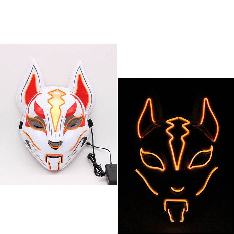 Glowing Cat Face Mask For Women Demon Slayer Cold Light Fox Mask Masquerade Cosplay Props Bar Haunted House Christmas Decor - DM Otaku Shop