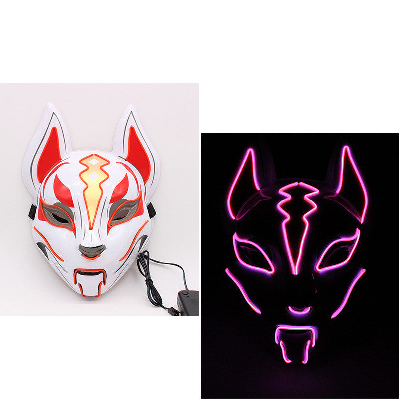 Glowing Cat Face Mask For Women Demon Slayer Cold Light Fox Mask Masquerade Cosplay Props Bar Haunted House Christmas Decor - DM Otaku Shop