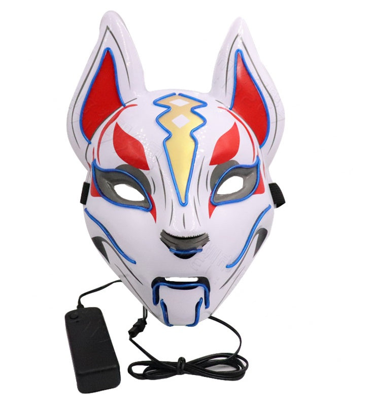 Glowing Cat Face Mask For Women Demon Slayer Cold Light Fox Mask Masquerade Cosplay Props Bar Haunted House Christmas Decor - DM Otaku Shop