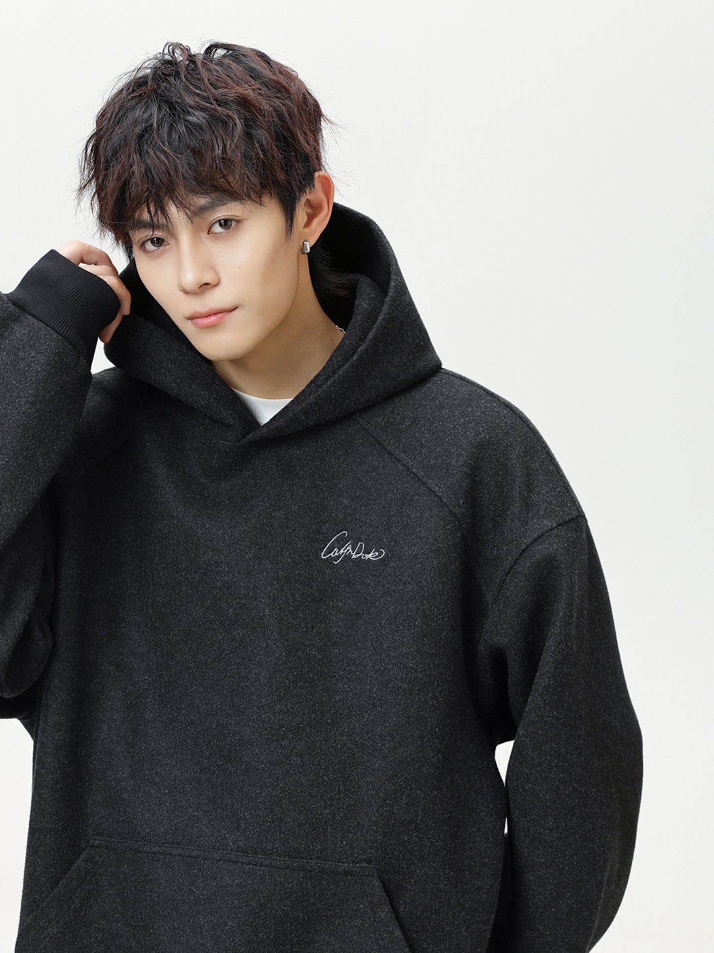 Split Structure Contrast Color Embroidered Fashion Brand Loose Hoodie Coat - DM Otaku Shop