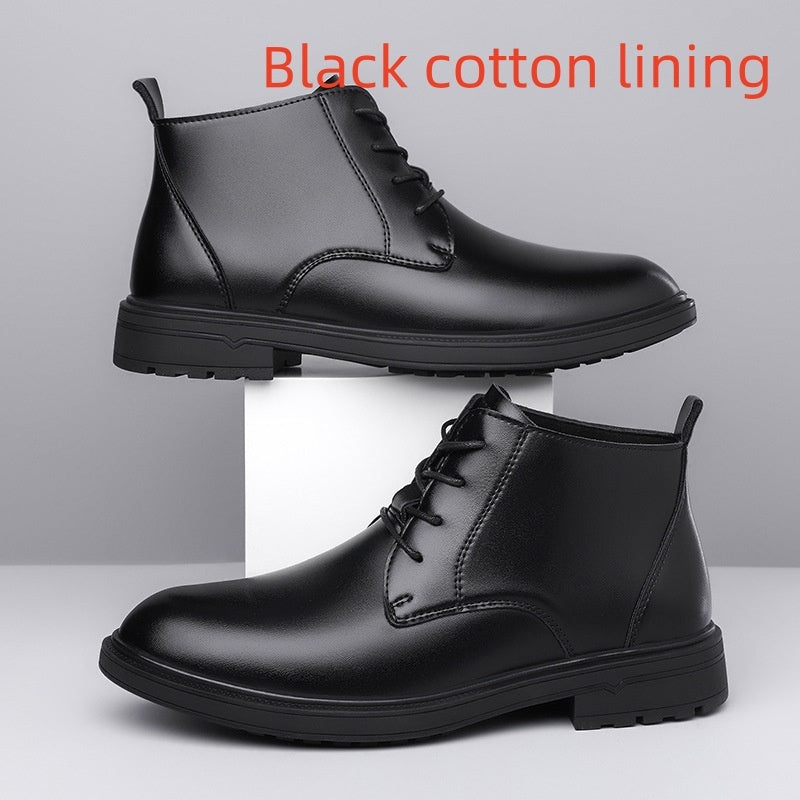 Retro Lace Up Denim Trendy Mid-length Warm Non-slip Men's Martin Boots - DM Otaku Shop