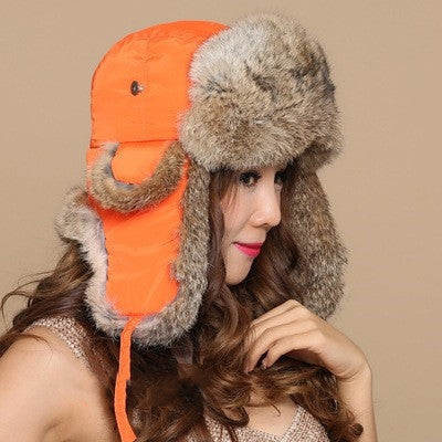 Men And Women Rabbit Fur Hat Couple Fur Skiing - DM Otaku Shop