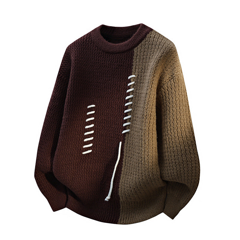 Fashion Round Neck Sweater Pullover Loose Sweater Men's Thickened Thermal Bottoming Shirt