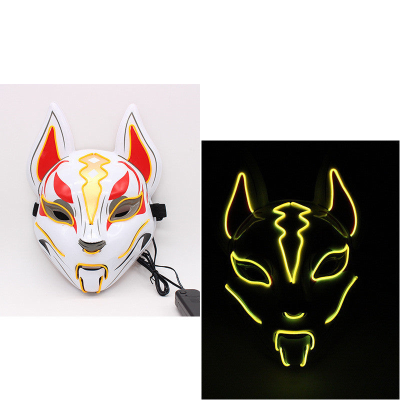 Glowing Cat Face Mask For Women Demon Slayer Cold Light Fox Mask Masquerade Cosplay Props Bar Haunted House Christmas Decor - DM Otaku Shop