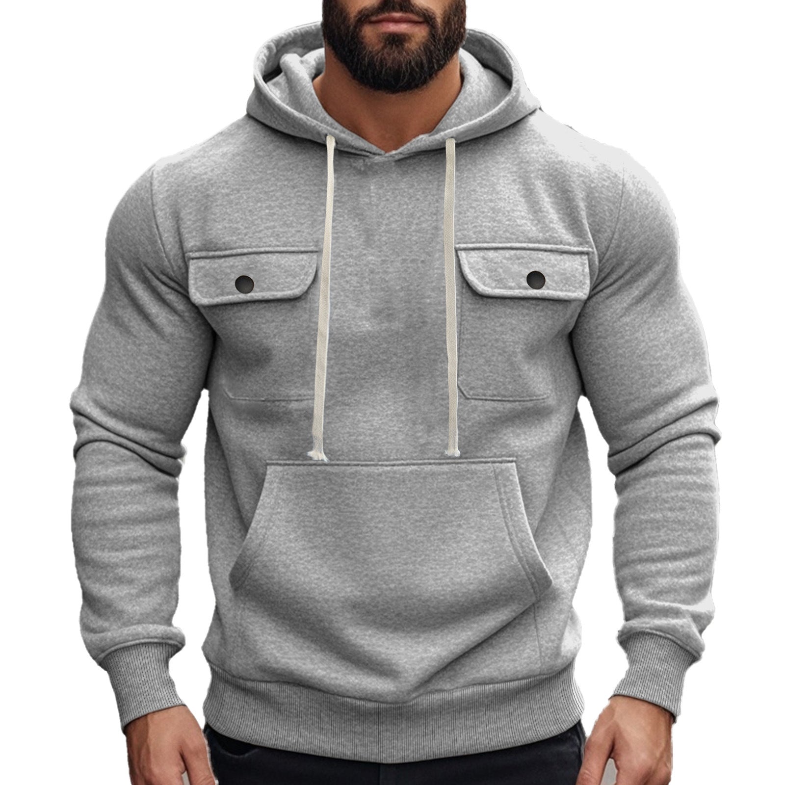 Workwear Multi-pocket Long Sleeve Solid Color Coat For Men - DM Otaku Shop
