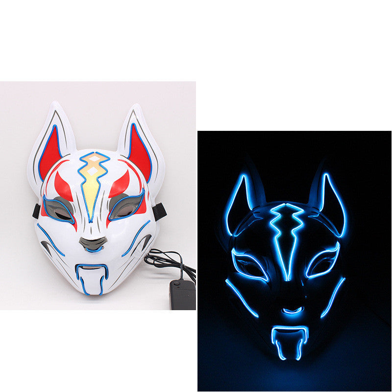 Glowing Cat Face Mask For Women Demon Slayer Cold Light Fox Mask Masquerade Cosplay Props Bar Haunted House Christmas Decor - DM Otaku Shop
