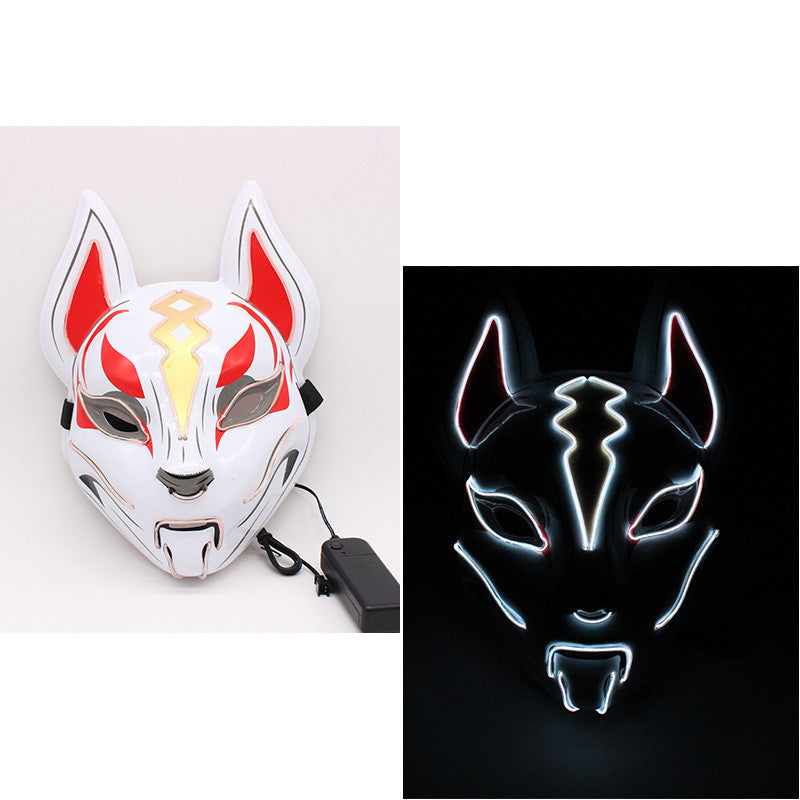 Glowing Cat Face Mask For Women Demon Slayer Cold Light Fox Mask Masquerade Cosplay Props Bar Haunted House Christmas Decor - DM Otaku Shop