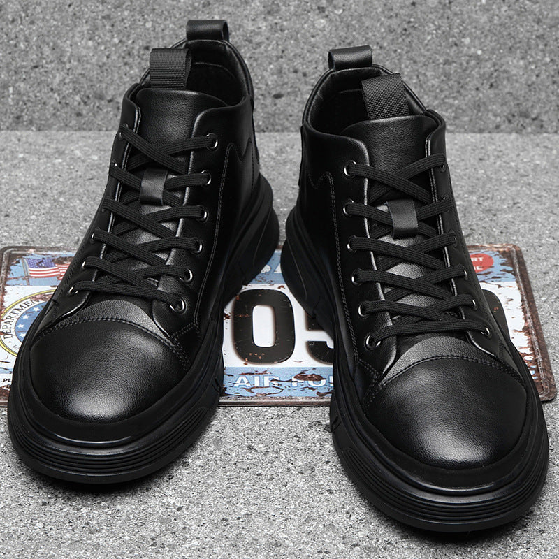 High-top Men's Shoes Winter Men's Leather Shoes Leather Casual - DM Otaku Shop