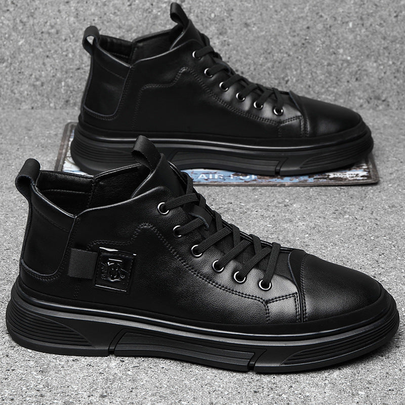 High-top Men's Shoes Winter Men's Leather Shoes Leather Casual - DM Otaku Shop