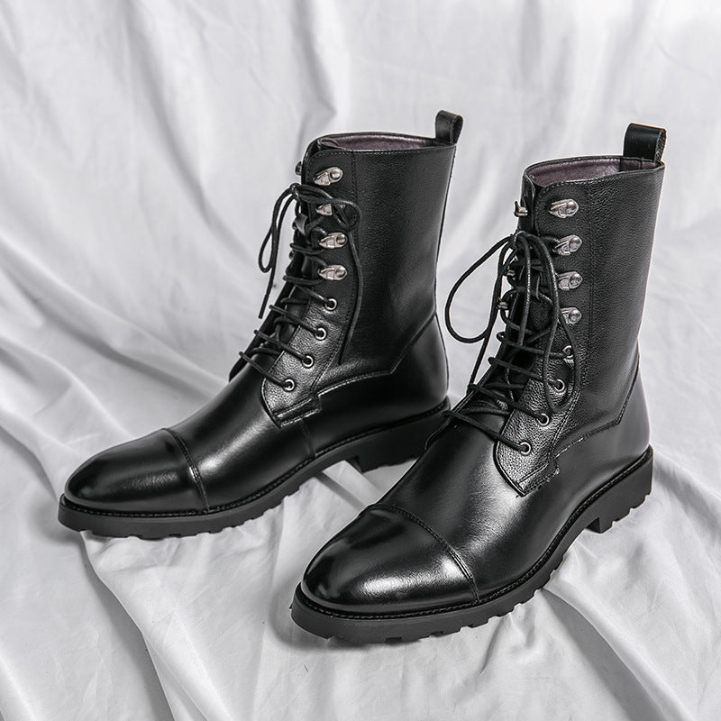 Fall Winter Lace-up Booties Black Locomotive Denim - DM Otaku Shop