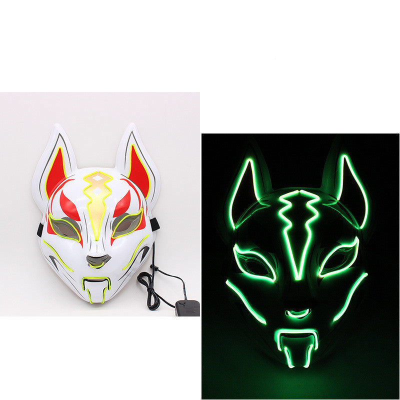 Glowing Cat Face Mask For Women Demon Slayer Cold Light Fox Mask Masquerade Cosplay Props Bar Haunted House Christmas Decor - DM Otaku Shop