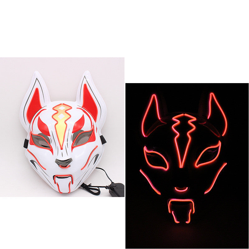 Glowing Cat Face Mask For Women Demon Slayer Cold Light Fox Mask Masquerade Cosplay Props Bar Haunted House Christmas Decor - DM Otaku Shop