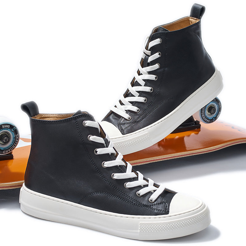 Genuine Leather Retro Japanese And Korean Style Sneakers - DM Otaku Shop