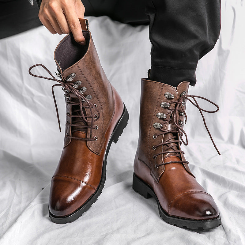 Fall Winter Lace-up Booties Black Locomotive Denim - DM Otaku Shop